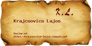 Krajcsovics Lajos névjegykártya